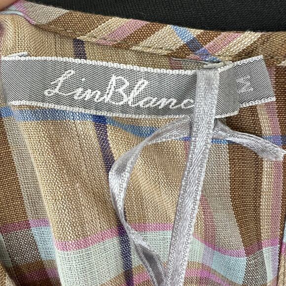 LIN BLANC Tan Brown Tartan Plaid Sleeveless Prairie Shift Dress Sz M Medium NEW - Picture 7 of 8